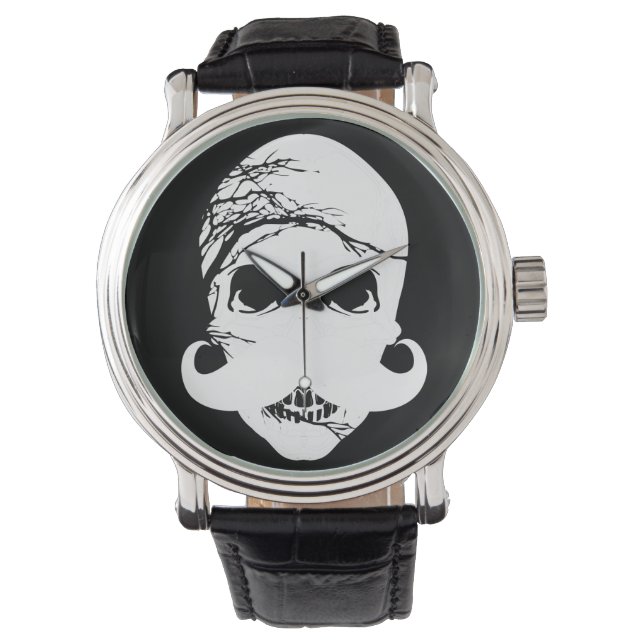 Funny Mustache 3 Armbanduhr (Vorderseite)