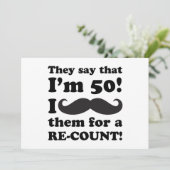 Funny Mustache 50. Geburtstag Karte (Stehend Vorderseite)