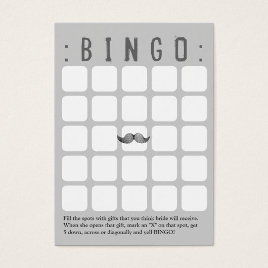 Funny Mustache 5x5 Graue Bingokarte (Vorderseite)