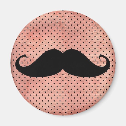 Funny Mustache auf Niedlichem rosa Polka Dot Hinte Magnet (Vorne)