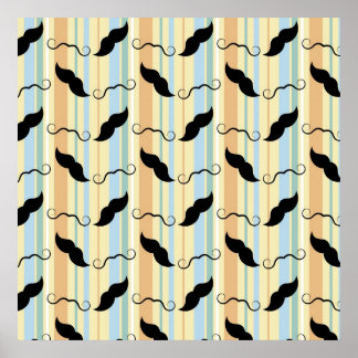 Funny Mustache Background Poster