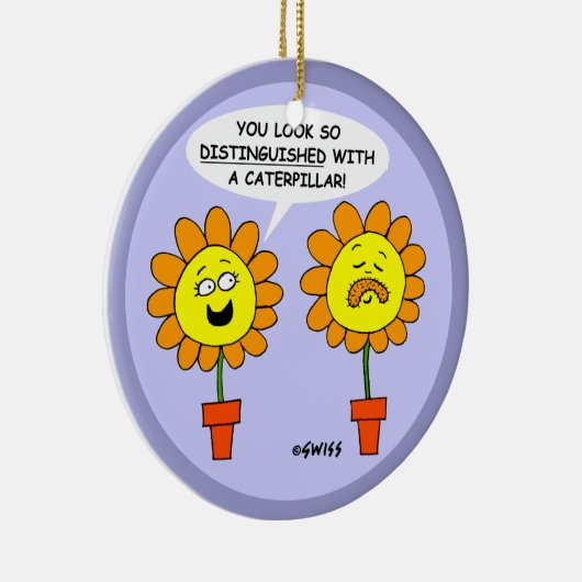 Funny Mustache Blume Cartoon Weihnachten Keramik Ornament (Rechts)