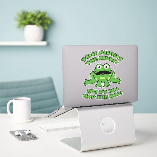 Funny Mustache Cartoon Frog Aufkleber (Laptop auf Schreibtisch)