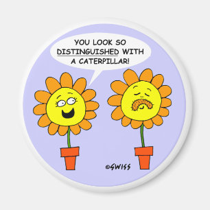 Funny Mustache Cartoon Round Magnet