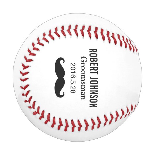Funny Mustache Custom Trauzeuge Trauzeuge Wedding Baseball (Vorderseite Links)