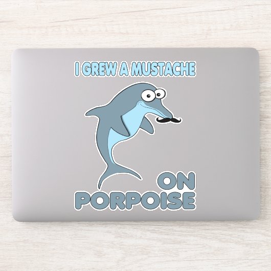Funny Mustache Dolphin Aufkleber (Computer)