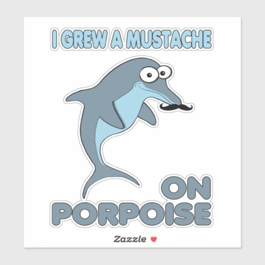 Funny Mustache Dolphin Aufkleber (Blatt)