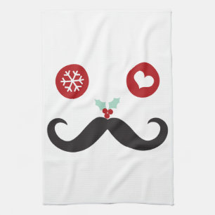 Funny Mustache Face Holiday Handtuch