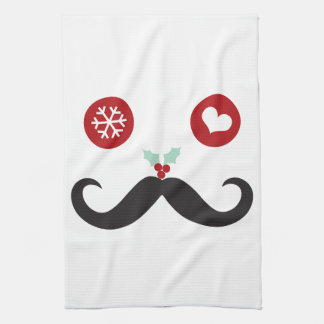 Funny Mustache Face Snowflake Weihnachtsfeiertag Handtuch