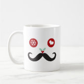 Funny Mustache Face Snowflakes Weihnachtsfeiertag Kaffeetasse (Links)