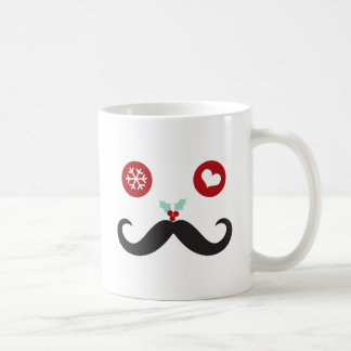 Funny Mustache Face Snowflakes Weihnachtsfeiertag Kaffeetasse