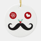 Funny Mustache Face Weihnachten Niedlicher Feierta Keramikornament (Vorne)