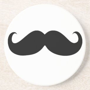 Funny Mustache im weißen Hintergrund Sandstein Untersetzer