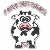 Funny Mustache Kuh Teat Smarts Aufkleber (Vorderseite)