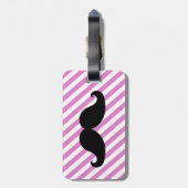FUNNY MUSTACHE LUGGAGE TAG | PINK STRIPES GEPÄCKANHÄNGER (Rückseite vertikal)