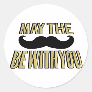 Funny Mustache - Möge der Staat bei dir sein Runder Aufkleber