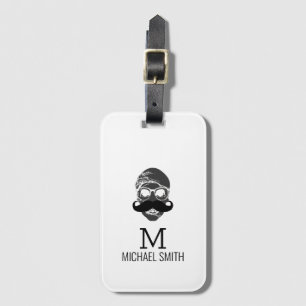 Funny Mustache Monogram #2 Gepäckanhänger