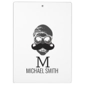 Funny Mustache Monogram #2 Klemmbrett (Rückseite)