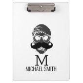 Funny Mustache Monogram #2 Klemmbrett (Vorderseite)