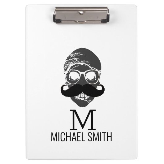 Funny Mustache Monogram #2 Klemmbrett (Vorderseite)