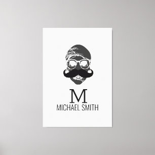 Funny Mustache Monogram #2 Leinwanddruck
