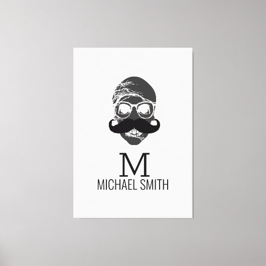 Funny Mustache Monogram #2 Leinwanddruck (Vorderseite)