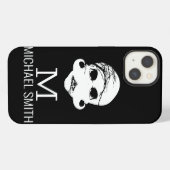 Funny Mustache Monogram iPhone Hülle (Rückseite (Horizontal))