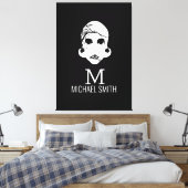 Funny Mustache Monogram Leinwanddruck (Insitu (Schlafzimmer))