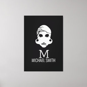 Funny Mustache Monogram Leinwanddruck