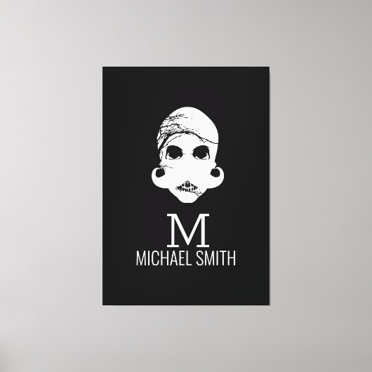 Funny Mustache Monogram Leinwanddruck (Vorderseite)