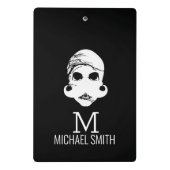 Funny Mustache Monogram Mini Klemmbrett (Rückseite)