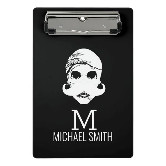 Funny Mustache Monogram Mini Klemmbrett (Vorderseite)