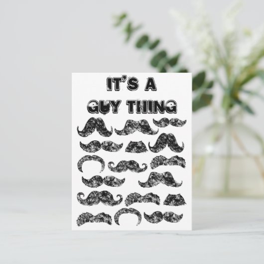Funny Mustache Muster für Männer Postkarte (Stehend Vorderseite)