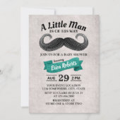 Funny Mustache Niedlich Little Man Aquamarin Baby  Einladung (Vorderseite)