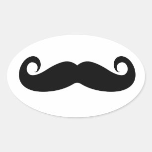 Funny Mustache Ovaler Aufkleber
