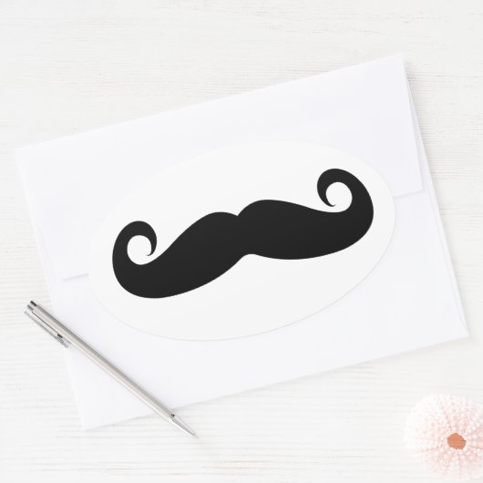 Funny Mustache Ovaler Aufkleber (Umschlag)
