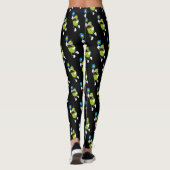 Funny Mustache Pickle Playing Pickleball Schwarz Leggings (Rückseite)