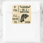 Funny Mustache Question Mullet Joke Pun Quadratischer Aufkleber (Tasche)