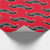Funny Mustache Red Wrapping Paper Geschenkpapier (Ecke)