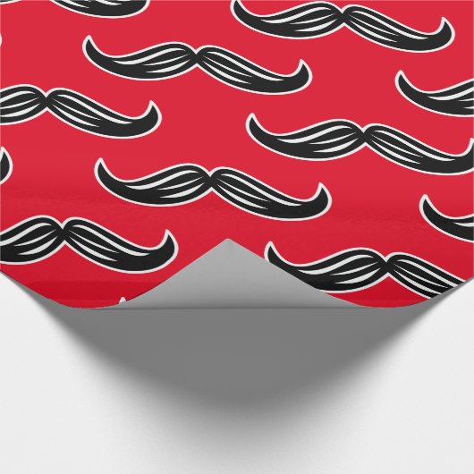 Funny Mustache Red Wrapping Paper Geschenkpapier (Ecke)