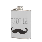 Funny Mustache / Schnurbart + Ihr Text Flachmann (Links)