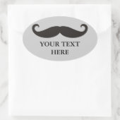 Funny Mustache / Schnurbart + Ihr Text Ovaler Aufkleber (Tasche)