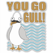 Funny Mustache Seagull You Go Gull Aufkleber (Vorderseite)