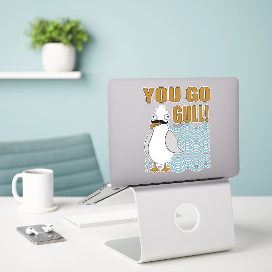 Funny Mustache Seagull You Go Gull Aufkleber (Laptop auf Schreibtisch)