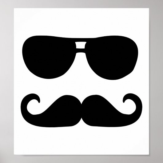 Funny Mustache Sonnenbrille Poster (Vorne)