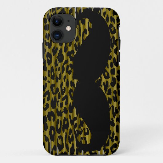 Funny Mustache über Leopard Skin 3 Case-Mate iPhone Hülle (Rückseite)