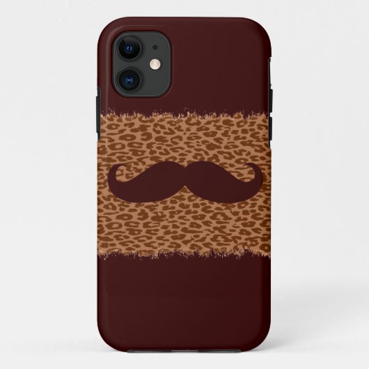 Funny Mustache über Leopard Skin Case-Mate iPhone Hülle (Rückseite)