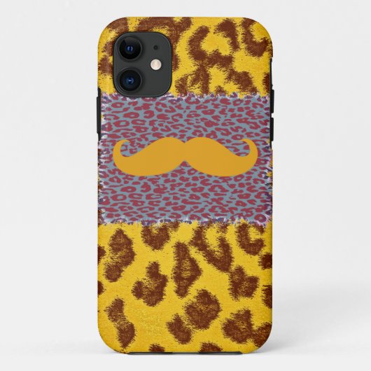 Funny Mustache und Leopard Print Case-Mate iPhone Hülle (Rückseite)