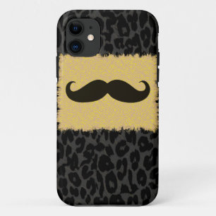 Funny Mustache und Leopard Print iPhone 11 Hülle