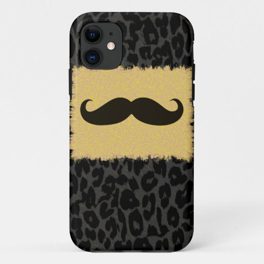 Funny Mustache und Leopard Print Case-Mate iPhone Hülle (Rückseite)